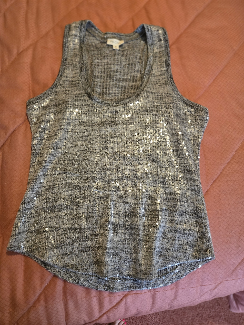 Pilcro Gray Sequin Heather Tank